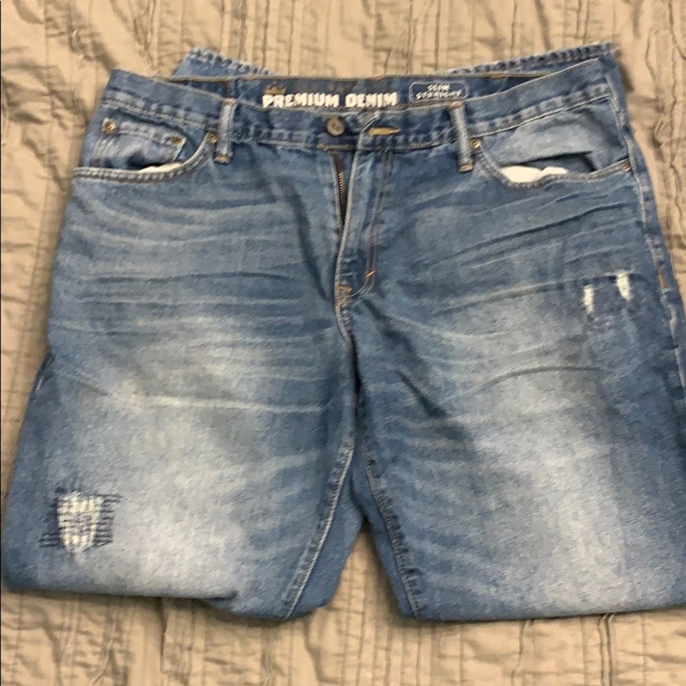 Old Navy Slim Straight 36x32 Distressed